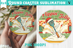Christmas Round Coaster | Funny retro style Product Image 1