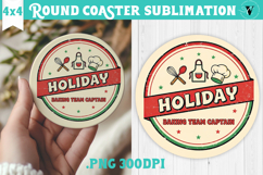 Christmas Round Coaster | Funny retro style Product Image 1