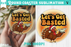 Christmas Round Coaster | Funny retro style Product Image 1