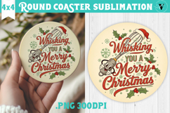 Christmas Round Coaster | Funny retro style Product Image 1