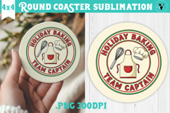 Christmas Round Coaster | Funny retro style Product Image 1