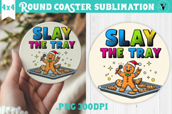 Christmas Round Coaster | Funny retro style Product Image 1