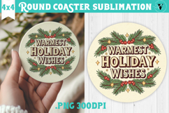 Christmas Round Coaster | Funny retro style Product Image 1