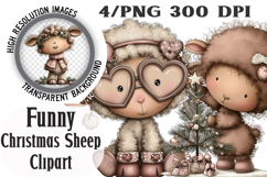 Funny Christmas Sheep Clipart PNG Product Image 1