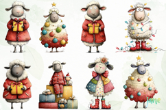 Funny Christmas Sheep Clipart Product Image 5