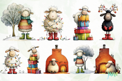 Funny Christmas Sheep Clipart Product Image 3