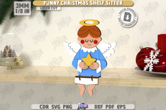 Christmas Shelf Sitter Laser Cut |Xmas Character| Angel SVG Product Image 1