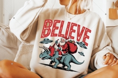 Funny Christmas PNG, Believe PNG, Retro Santa Claus shirt Product Image 6