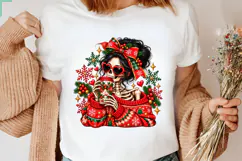 Funny Christmas Skeletons Sleighing Hair PNG Product Image 3