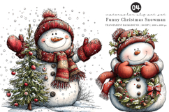 Funny Christmas Snowman Clipart Product Image 1