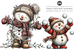 Funny Christmas Snowman Clipart Product Image 1