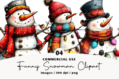 Funny Christmas Snowman Clipart Product Image 1