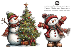Funny Christmas Snowman Clipart Product Image 1