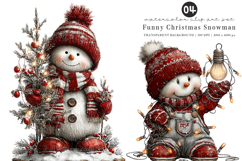 Funny Christmas Snowman Clipart Product Image 1