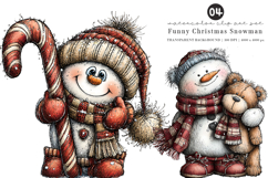 Funny Christmas Snowman Clipart Product Image 1