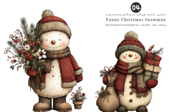 Funny Christmas Snowman Clipart Product Image 1