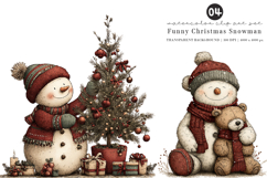 Funny Christmas Snowman Clipart Product Image 1