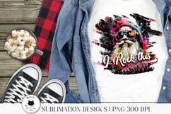 funny christmas png with rocker santa and a phrase shown on a t-shirt