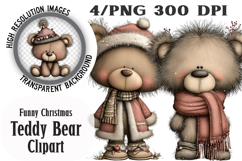 Funny Christmas Teddy Bear Clipart Product Image 1