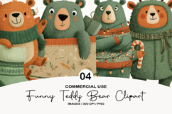 Funny Christmas Teddy Bear Clipart Product Image 1