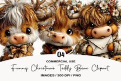 Funny Christmas Teddy Bear Clipart Product Image 1
