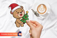 Funny Christmas Teddy Bear Sticker, Christmas Bear Decals Product Image 1