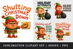 Funny Christmas clipart printable sublimation design png Product Image 1