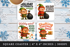 Funny Christmas square coaster sublimation, coasters design Product Image 1