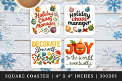 Funny Christmas square coaster sublimation, coasters design Product Image 1