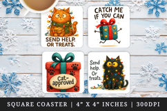 Funny Christmas square coaster sublimation, coasters design Product Image 1