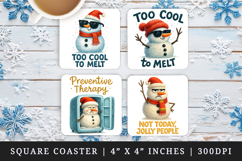 Funny Christmas square coaster sublimation, coasters design Product Image 1