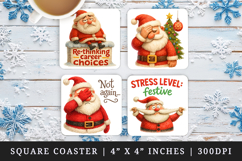 Funny Christmas square coaster sublimation, coasters design Product Image 1