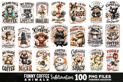 Funny Coffee Animals Sublimation Bundle 100 Designs PNG Product Image 1
