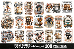 Funny Coffee Animals Sublimation Bundle 100 Designs PNG Product Image 3