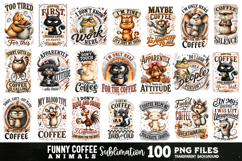 Funny Coffee Animals Sublimation Bundle 100 Designs PNG Product Image 4