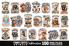 Funny Coffee Animals Sublimation Bundle 100 Designs PNG Product Image 5