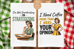 Funny Coffee Kitchen Towel, Retro Shopping Woman PNG Product Image 3
