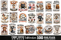 Funny Coffee Animals Sublimation Bundle 100 Designs PNG Product Image 2