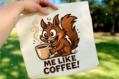 Funny Coffee Quote PNG, Cute Squirrel Coffee Art Product Image 4