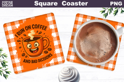Funny Coffee Square Coaster | Coffee Quote Sublimation Product Image 1
