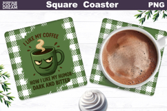 Funny Coffee Square Coaster | Coffee Quote Sublimation Product Image 1