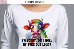 Cartoon Cow | Funny Sarcastic Quotes T Shirt | Sayings Product Image 1