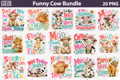 Funny Cow Sublimation Bundle | Farm Quote PNG Product Image 1