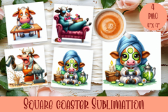 Funny cow Coaster Sublimation |cute summer animals Product Image 1