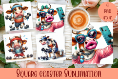 Funny cow Coaster Sublimation |cute summer animals Product Image 1