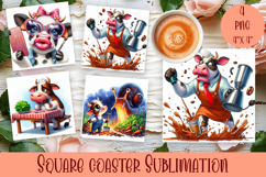 Funny cow Coaster Sublimation |cute summer animals Product Image 1
