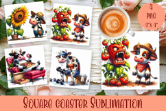 Funny cow Coaster Sublimation |cute summer animals Product Image 1