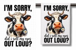 Funny Cow Kitchen Towel PNG, Rustic Farm Design Product Image 1