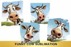 Funny cow Sublimation, Farm Animal Watercolor Product Image 1