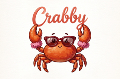 Funny Crab Summer Png, Retro Beach Png Product Image 1
